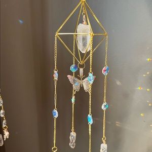 Quartz Suncatcher with Butterfly